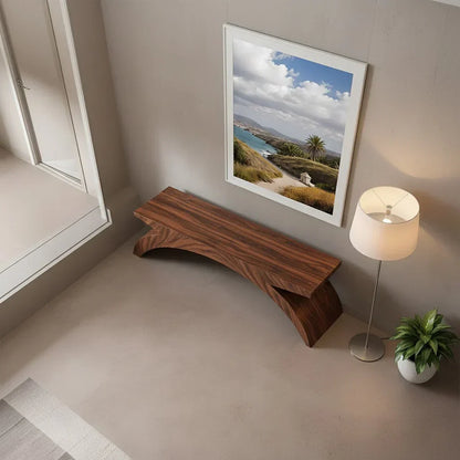 Arched Sculptural Bench in Natural Solid Wood – Wide Arc Edition - Rustirawood