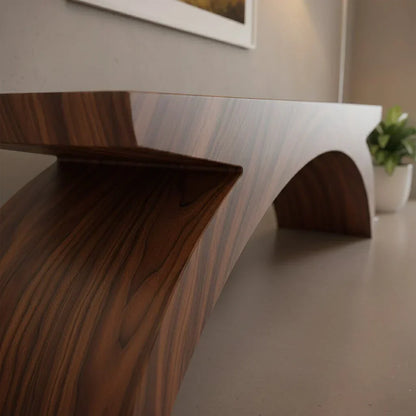 Arched Sculptural Bench in Natural Solid Wood – Wide Arc Edition - Rustirawood