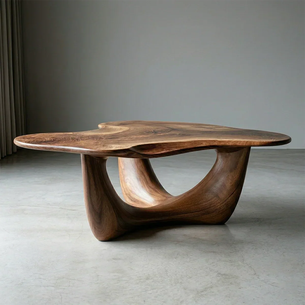 Asymmetrical Sculptural Coffee Table in Organic Natural Solid Wood - Rustirawood