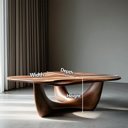 Asymmetrical Sculptural Coffee Table in Organic Natural Solid Wood - Rustirawood