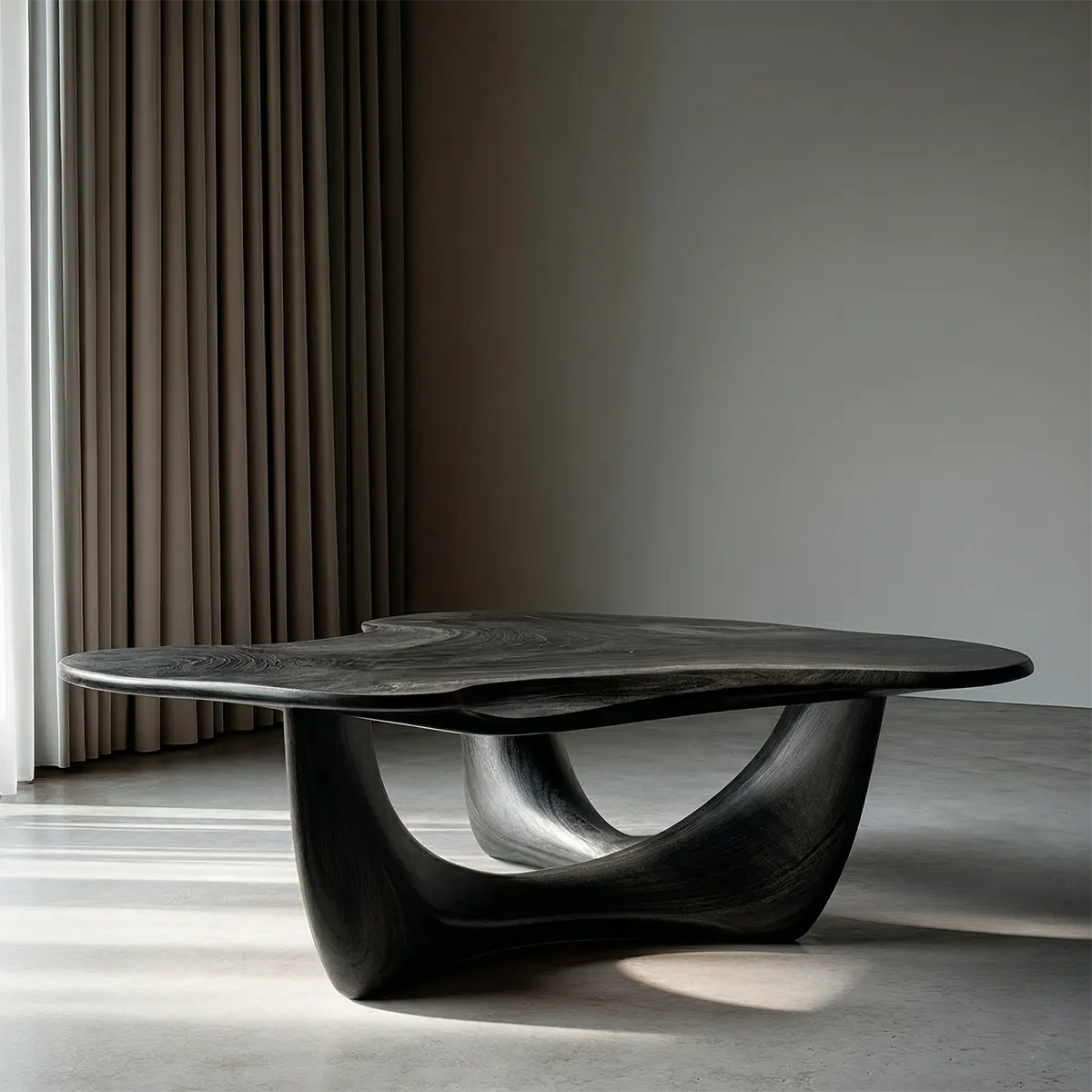Asymmetrical Sculptural Coffee Table in Organic Natural Solid Wood - Rustirawood