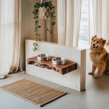 Rustic Dog Bowl Stand Handmade For Kitchen Area