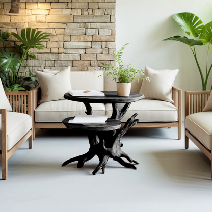 Handcrafted Round End Table Unique Living Room