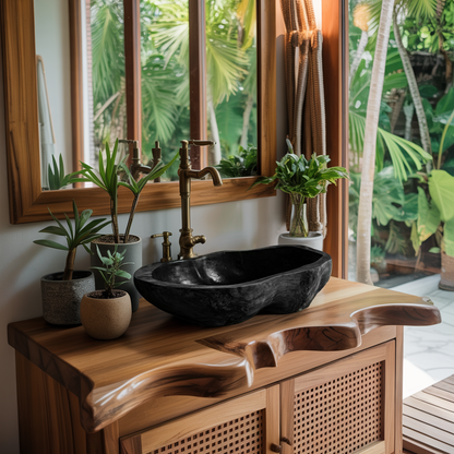 Solid Wood Sink Farmhouse Look For Bathroom Vanity Decor
