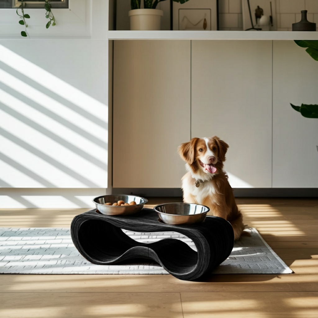 Rustic Wooden Dog Feeding Station For Kitchen Decor