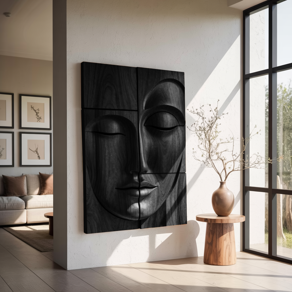 Modern Buddha Face Wall Art Living Room Entryway