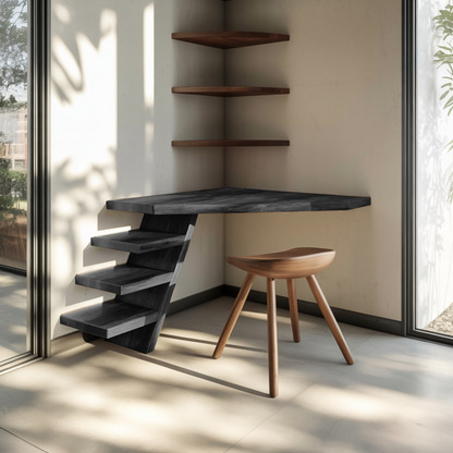 Minimalist Floating Corner Desk With Shelves For Small Home Office Workspace