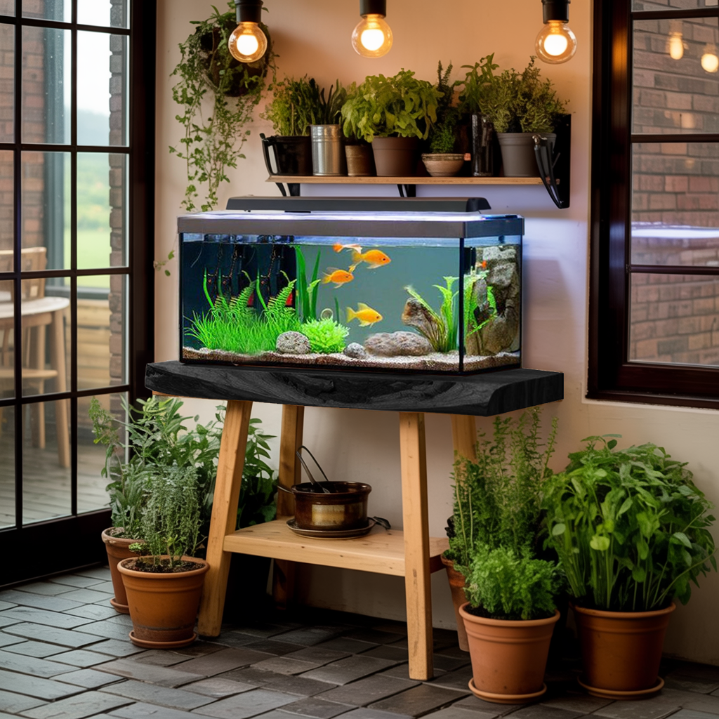 Cozy Living Room Rustic Floating Shelf For Aquarium