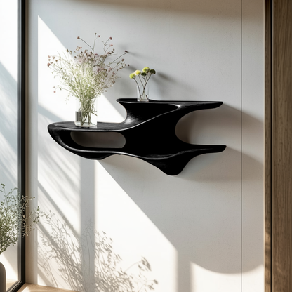 Handcrafted Live Edge Wall Mount Shelf For Living Room