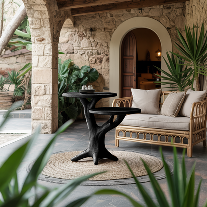 Mid Century Round End Table Living Room Accent