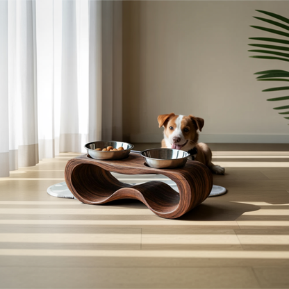 Rustic Wooden Dog Feeding Station For Kitchen Decor