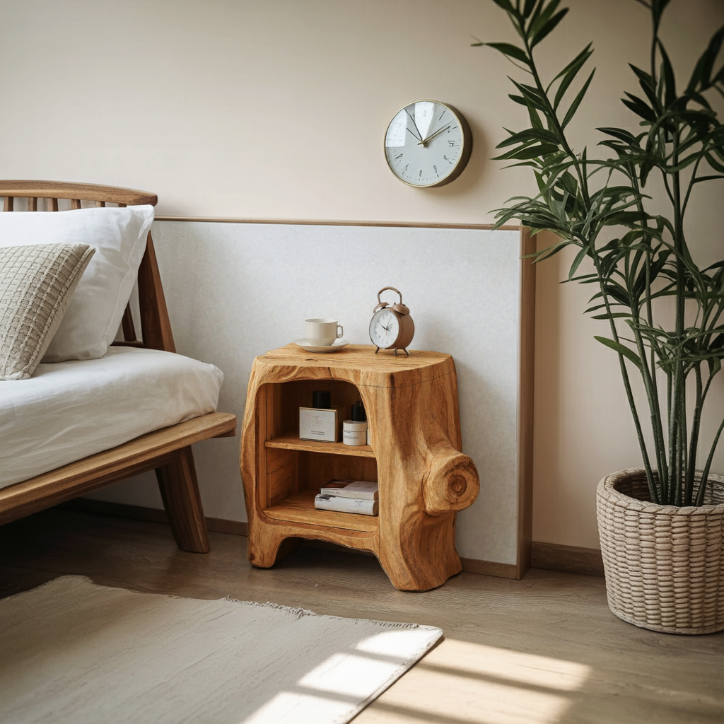 Handcrafted Wooden Nightstand For Unique Bedroom
