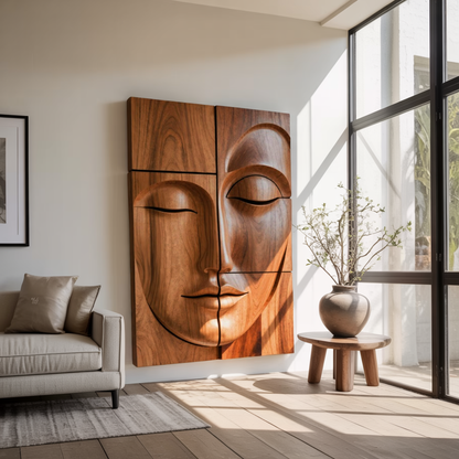 Modern Buddha Face Wall Art Living Room Entryway