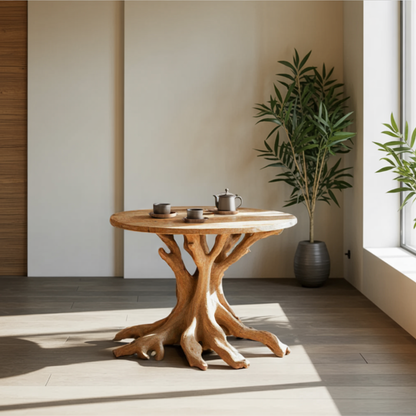 Farmhouse Round End Table Small Space Solution