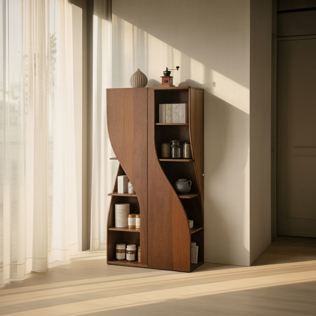 Modern Curved Cabinet Sculptural Doors Kitchen And Living Room