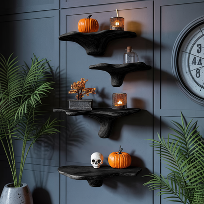 Farmhouse Wooden Mushroom Shelf For Halloween Party Decoration