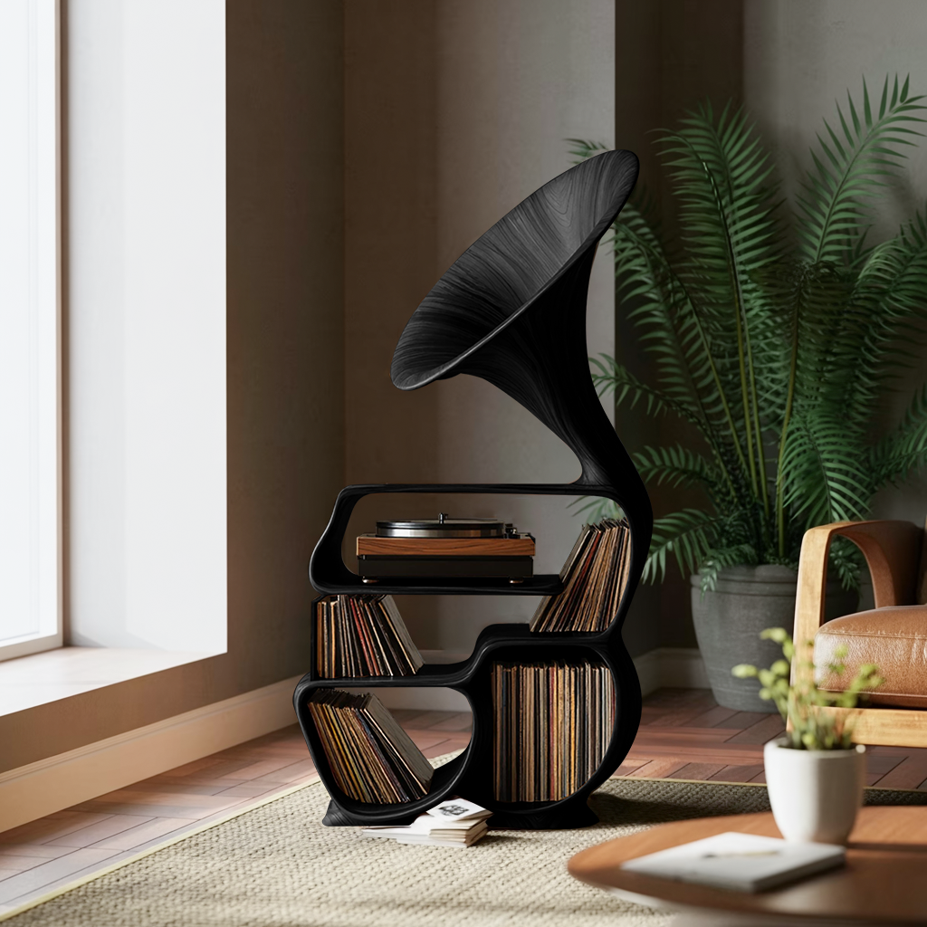 Mid Century Record Player Stand For Bedroom Decor