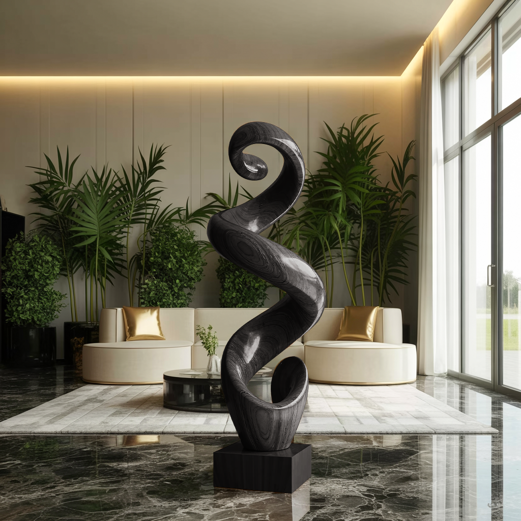 Rustic Large Twisted Spiral Floor Art For Office Decor