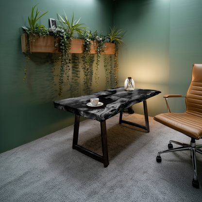 Modern Live Edge Wooden Desk With Metal Legs For Home Office Or Studio