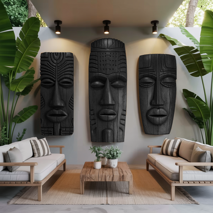 Tribal Wall Sculpture Set For Living Room Decor