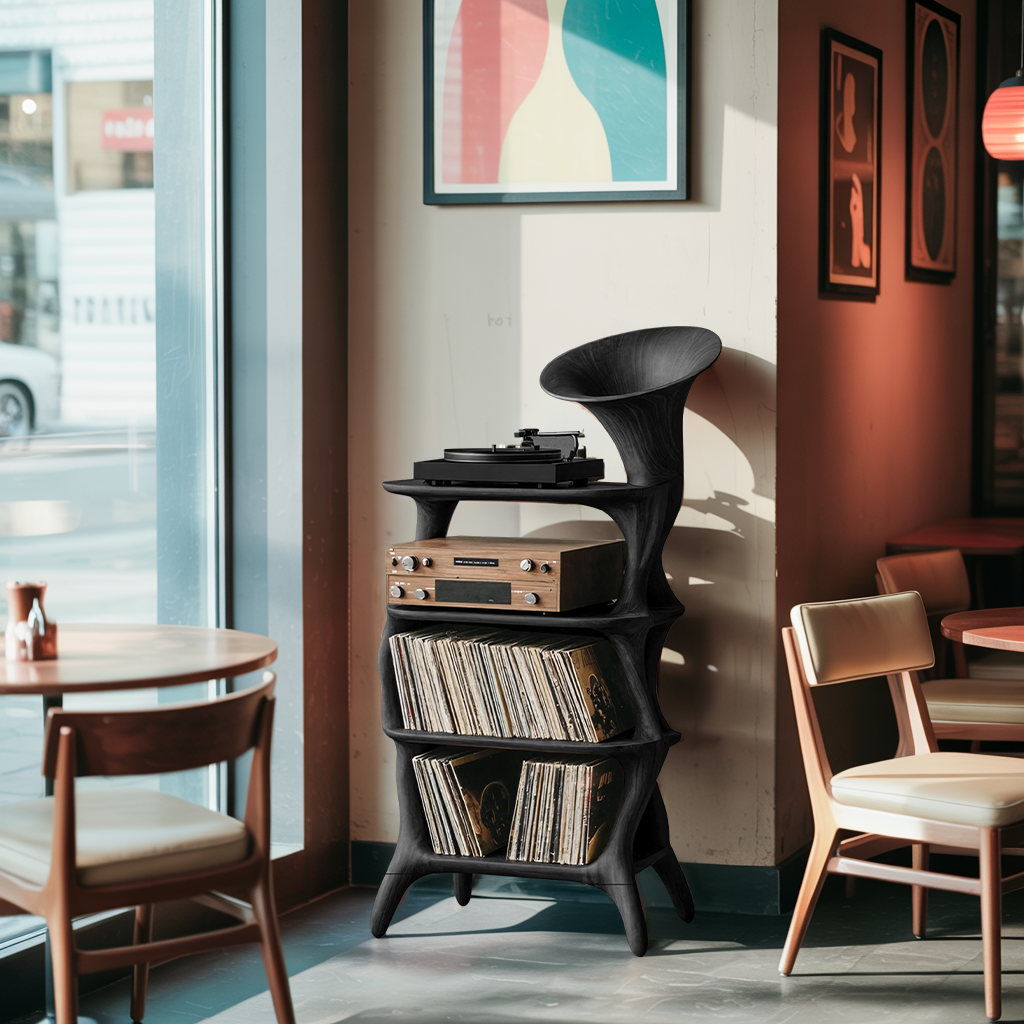 Mid Century Vinyl Cabinet For Livingroom Display