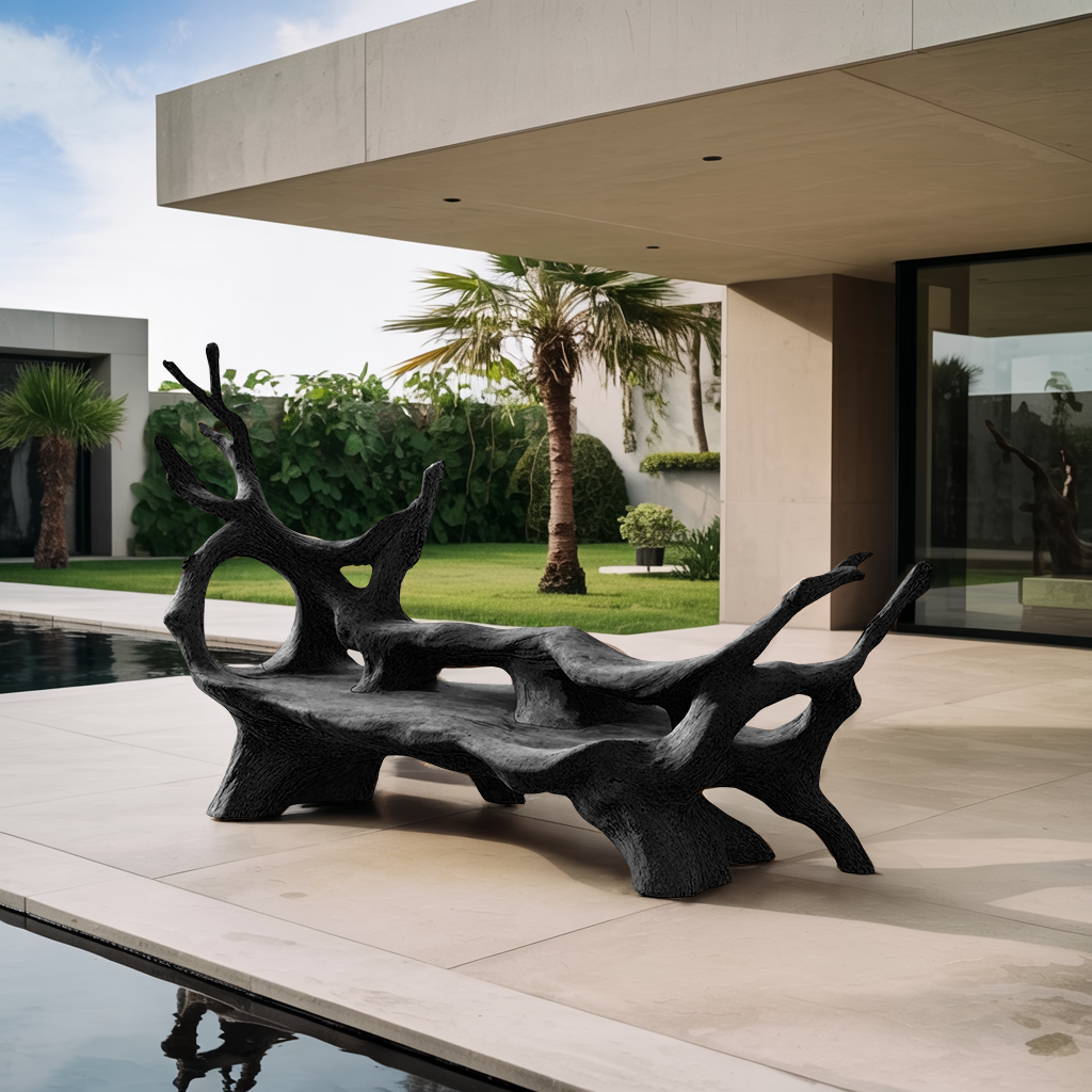 Mid Century Branch Bench For Retro Patio Ambiances