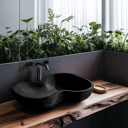 Rustic Wooden Vessel Sink For Eco Friendly Bathroom Look