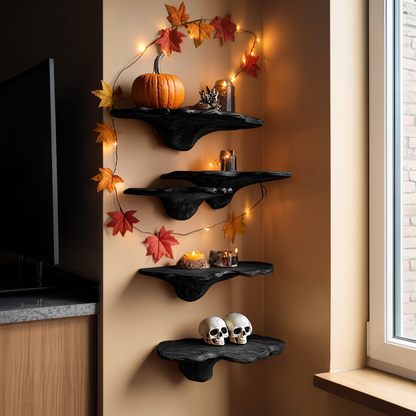 Farmhouse Live Edge Mushroom Shelf For Halloween Bedroom Decor