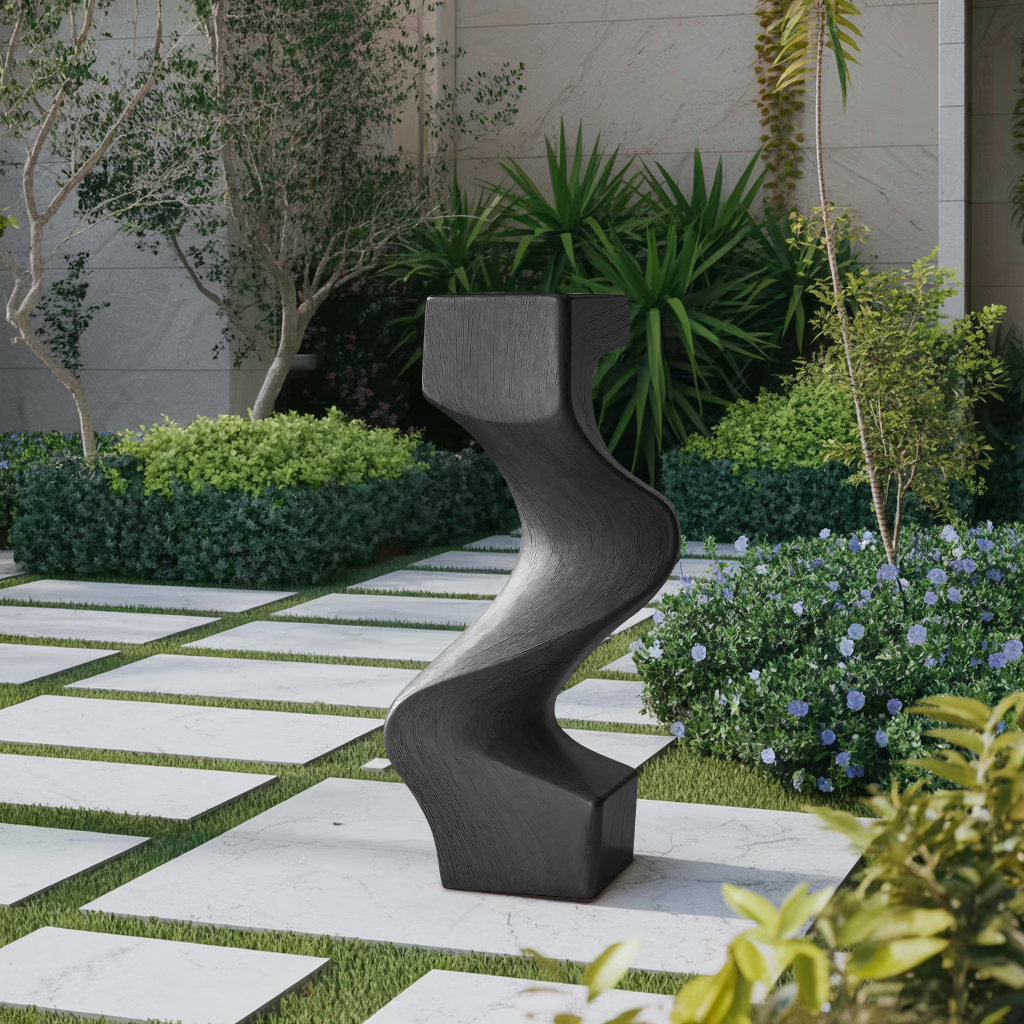 Mid Century Wooden Abstract Sculpture For Furniture Decor