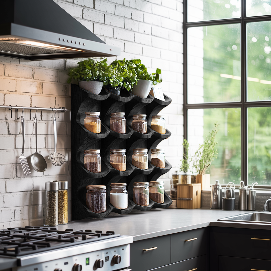 Wooden Kitchen Cabinet Organizer Rustic Style Decor