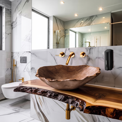 Mid Century Wooden Vessel Sink For Natural Bathroom Decor