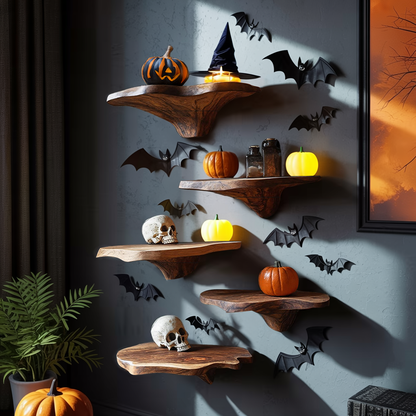Handcrafted Wooden Mushroom Shelf Halloween Furniture Design