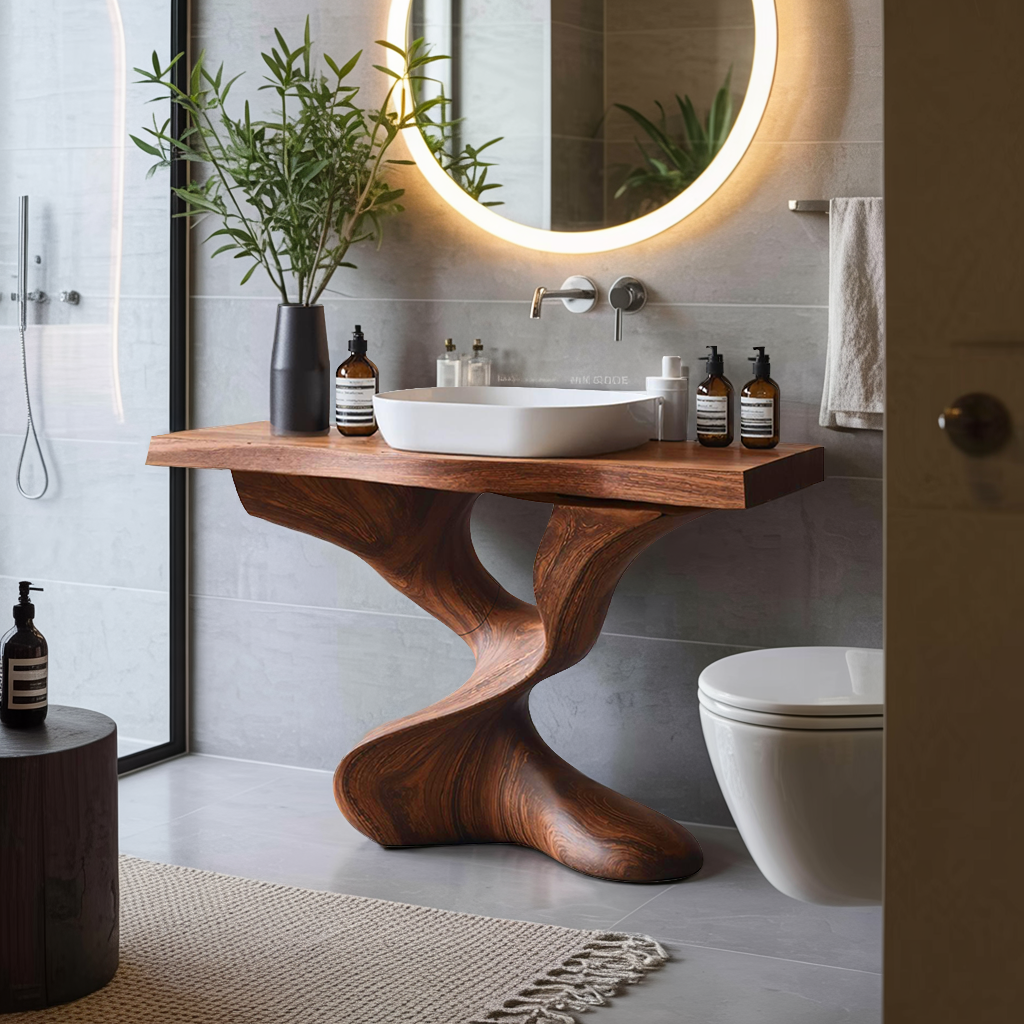 Farmhouse Solid Wood Vanity For Natural Bathroom