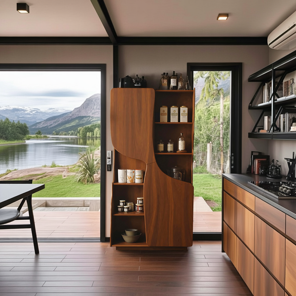 Modern Sculptural Cabinet With Curved Doors For Kitchen And Living Room