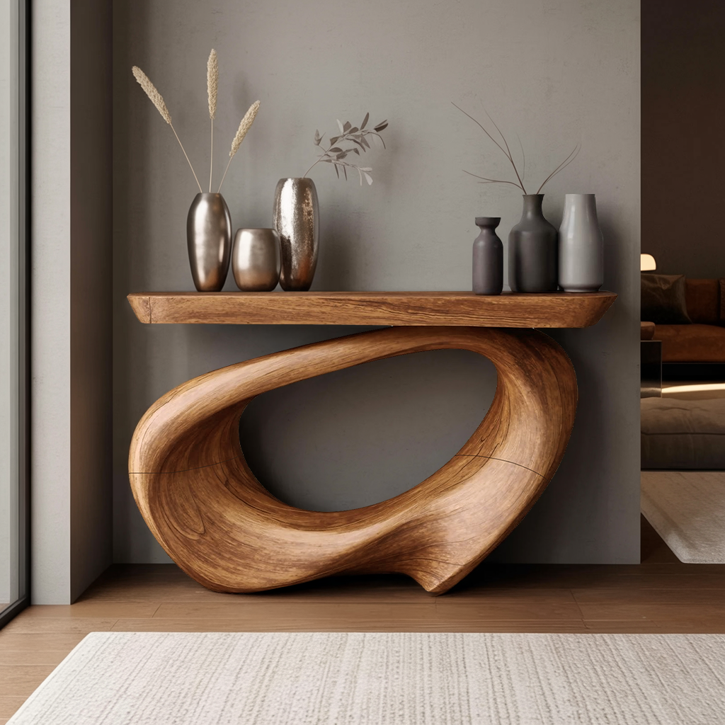 Rustic Live Edge Console Table Entryway Design