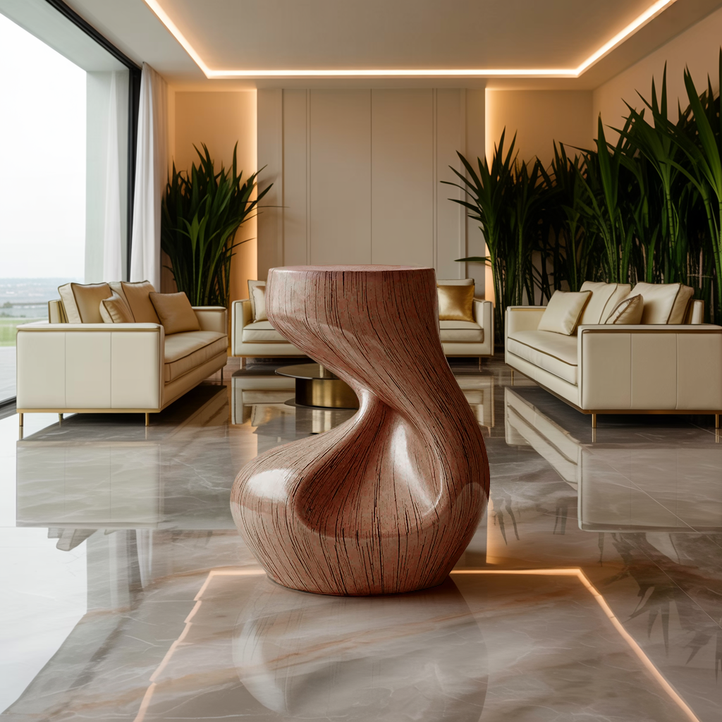 Handcrafted Solid Wood Abstract Sculpture For Entryway