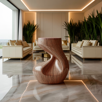 Handcrafted Solid Wood Abstract Sculpture For Entryway