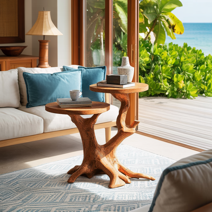 Handcrafted Round End Table Living Room Decor