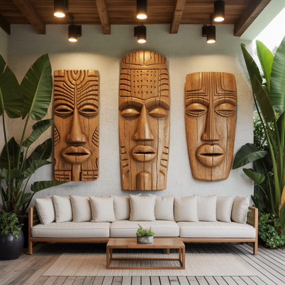 Tribal Wall Sculpture Set For Living Room Decor
