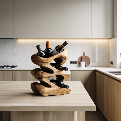 Handcrafted Wine Stand For Kitchen Natural Storage