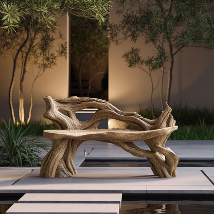 Handcrafted Branch Bench Outdoor Decor For Hand Carved Gardens
