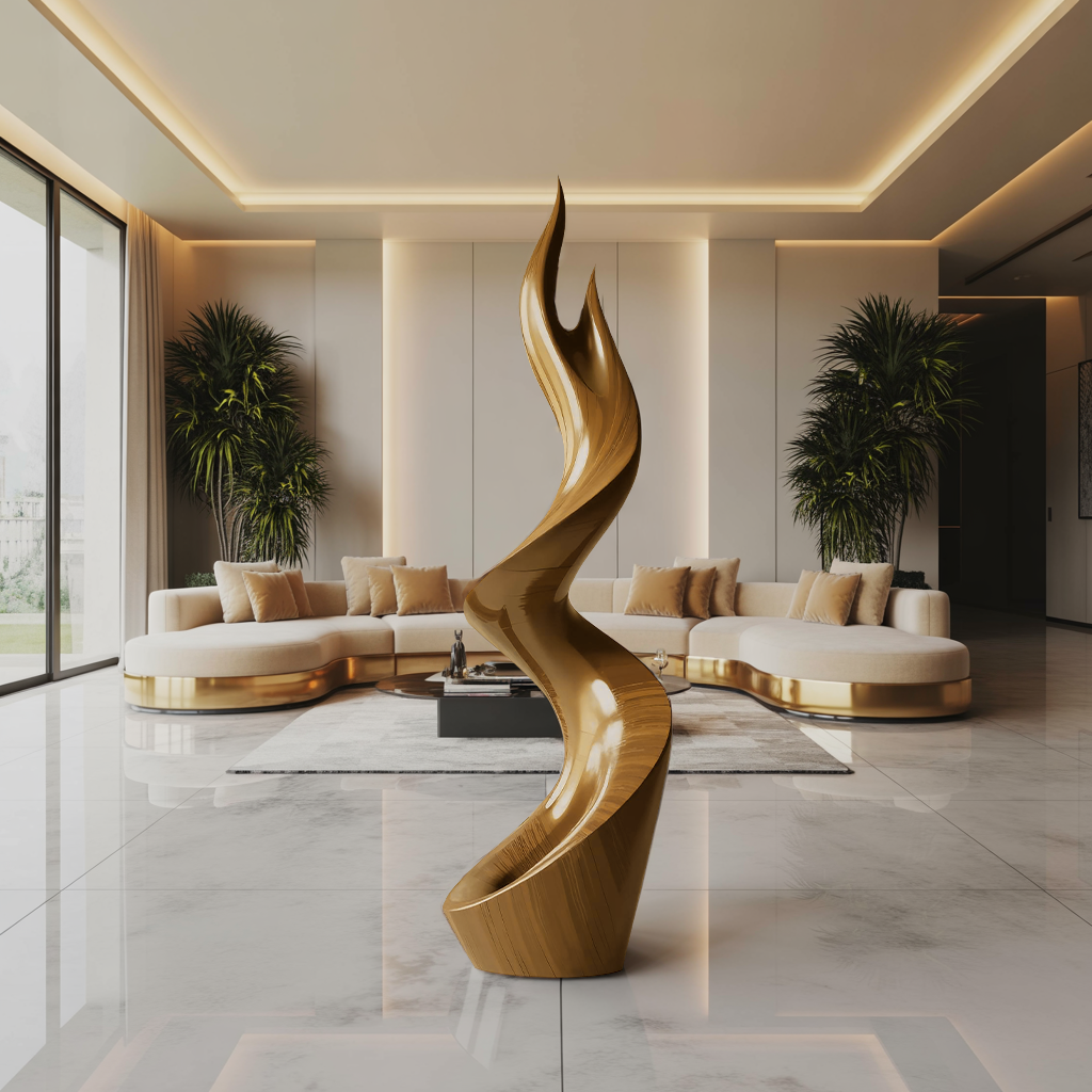 Rustic Large Twisted Spiral Floor Art For Outdoor Garden