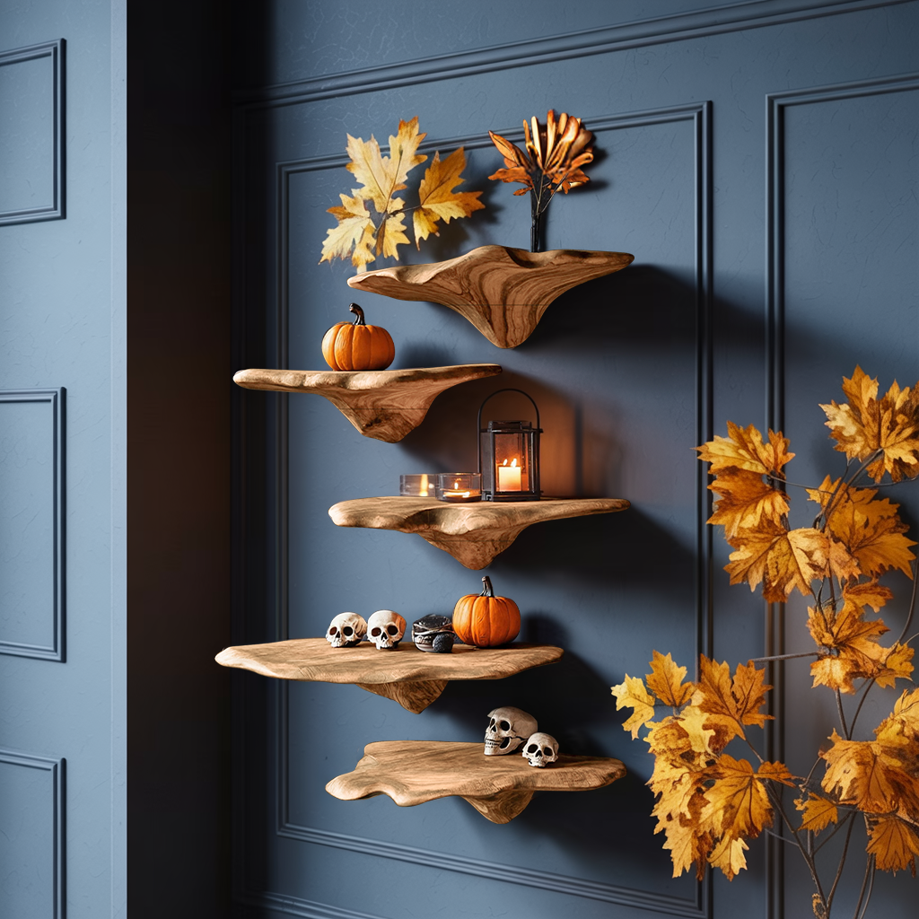 Modern Solid Wood Mushroom Shelf For Halloween Furniture Decor