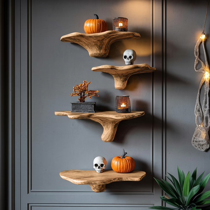 Farmhouse Wooden Mushroom Shelf For Halloween Party Decoration
