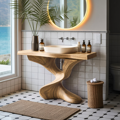 Farmhouse Solid Wood Vanity For Natural Bathroom