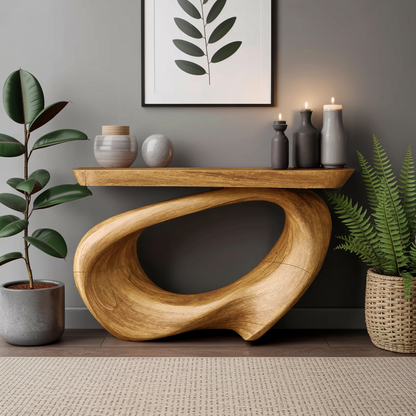 Rustic Live Edge Console Table Entryway Design