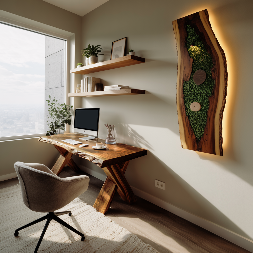 Live Edge Wooden Desk With X Legs For Rustic Home Office Or Studio