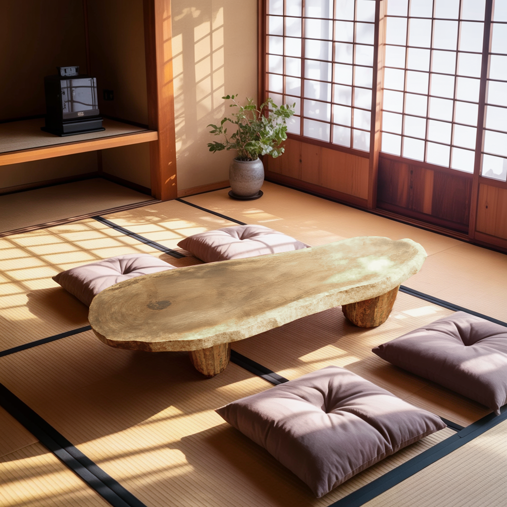 Zen Style Low Tea Table For Meditation Room Outdoor Use