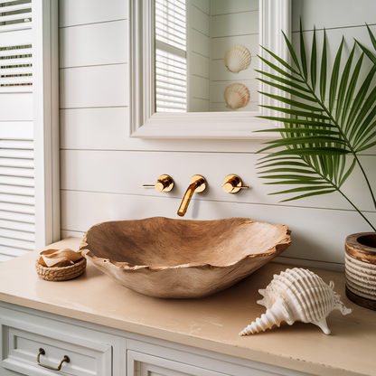 Mid Century Wooden Vessel Sink For Natural Bathroom Decor