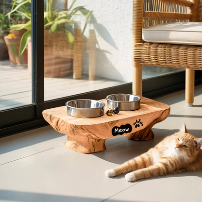 Rustic Dog Bowl Stand For Feeding In Kitchen Area